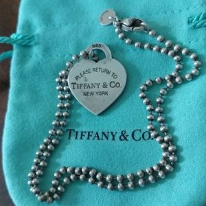 💙 Tiffany & Co. Sterling 16" Ball Chain Return to Tiffany Heart Charm Necklace